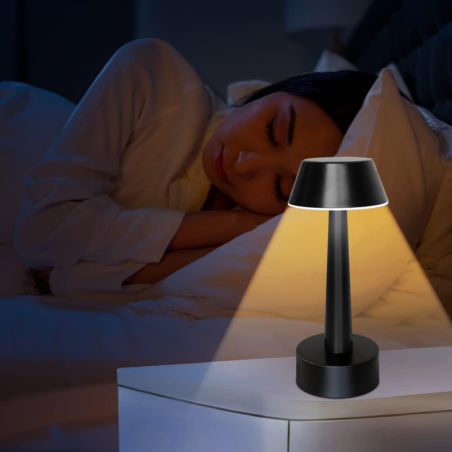UMEXUS Cordless Small Table Lamp for Bar Restaurant, Rechargeable Battery Operated Touch Lamps, Gold 3-Way Dimmable Metal Portable Bedside Mini Night Light for Outdoor, Home Decor