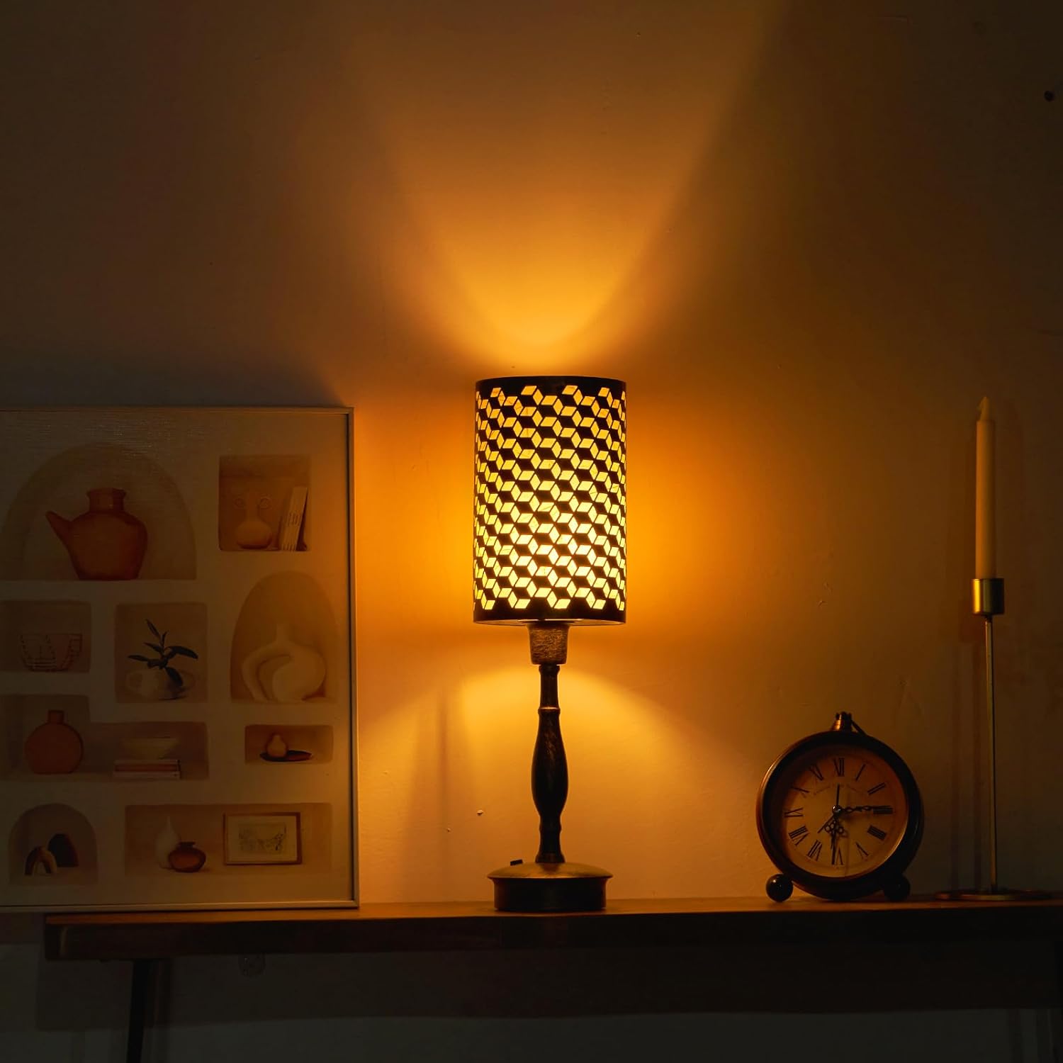 UMEXUS Cordless Table Lamp with Remote, Timer & Dimmer, RGB Small Rechargeable Battery Operated, Touch Bedside Night Lights, Antique Bronze Ambient Lighting, Patio Dining Side End Table Lamp