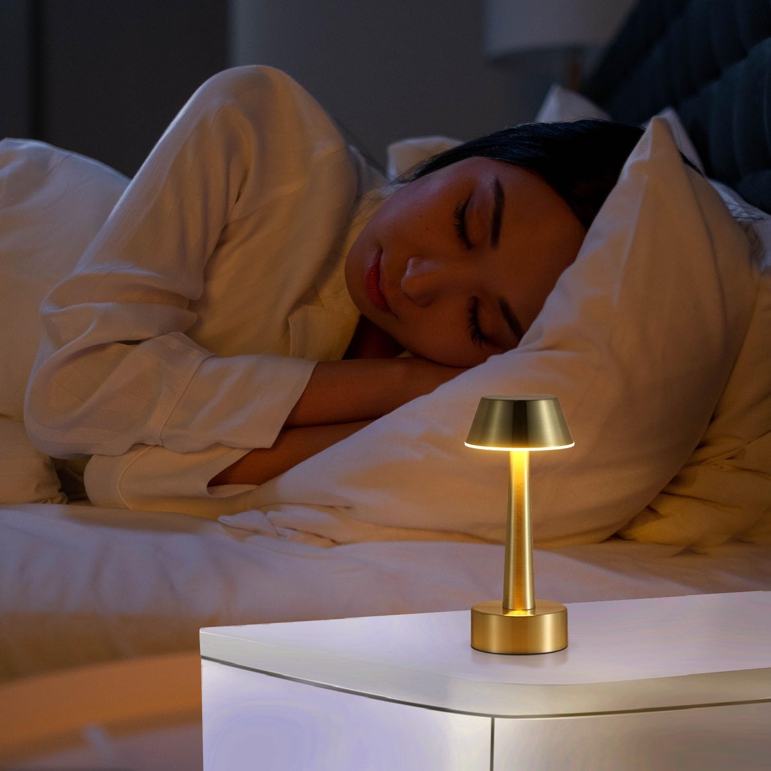 UMEXUS Cordless Small Table Lamp for Bar Restaurant, Rechargeable Battery Operated Touch Lamps, Gold 3-Way Dimmable Metal Portable Bedside Mini Night Light for Outdoor, Home Decor