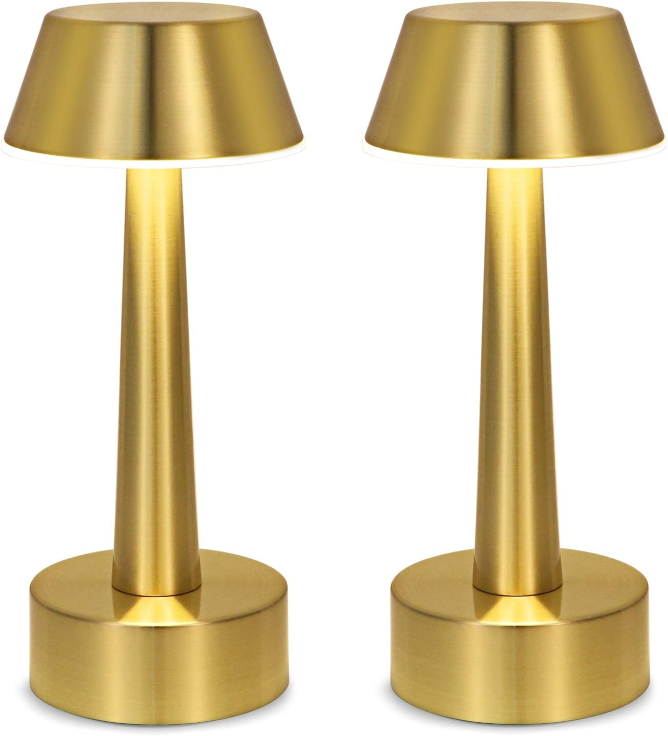 UMEXUS Cordless Small Table Lamp for Bar Restaurant, Rechargeable Battery Operated Touch Lamps, Gold 3-Way Dimmable Metal Portable Bedside Mini Night Light for Outdoor, Home Decor