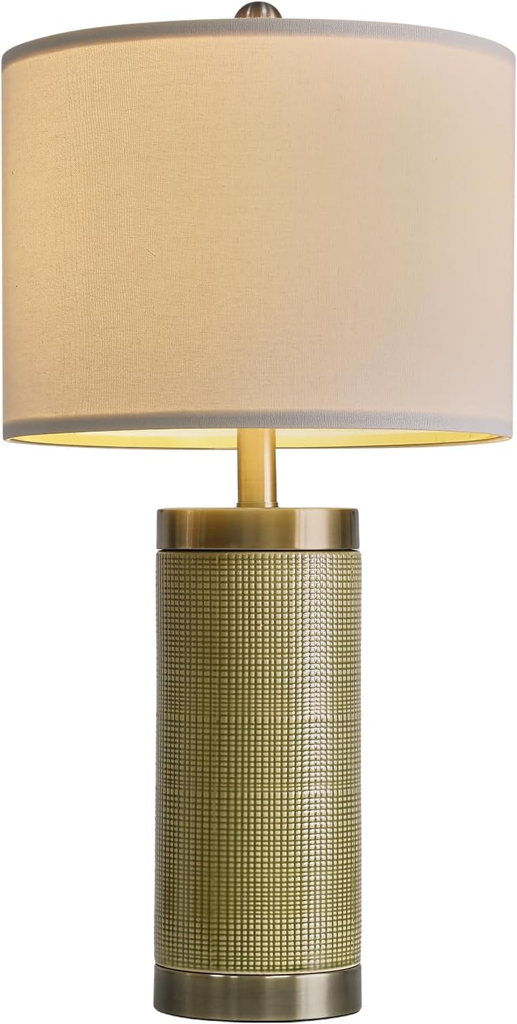 24.5 inches Modern Ceramic Bedside Lamp Set of 2 for Bedroom Decor Farmhouse Table Lamp for Living Room Office Dorm