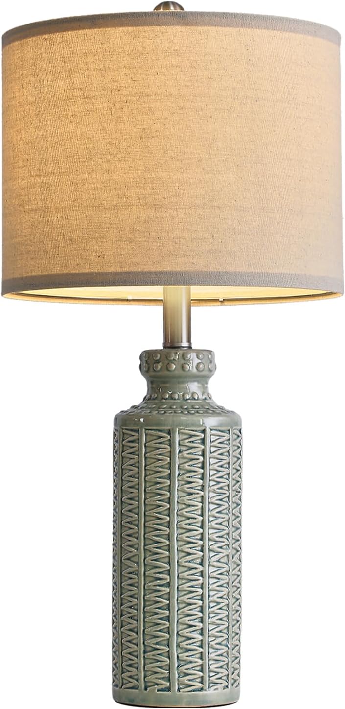 24.75'' Farmhouse Ceramic Table Lamp Set of 2 for Bedroom Living Room Vintage Traditional Rustic Modern White Nightstand Bedside Lamps