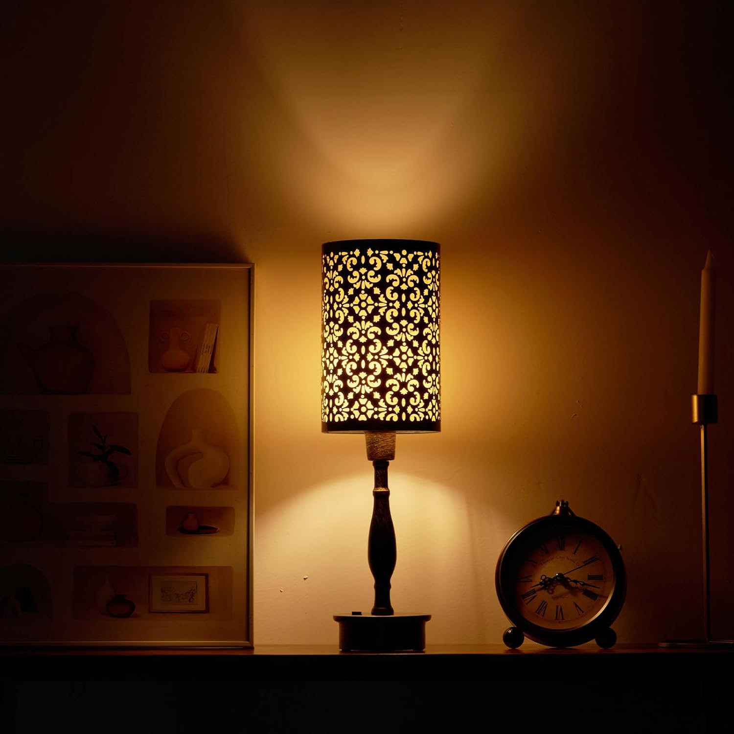 UMEXUS Cordless Table Lamp with Remote, Timer & Dimmer, RGB Small Rechargeable Battery Operated, Touch Bedside Night Lights, Antique Bronze Ambient Lighting, Patio Dining Side End Table Lamp