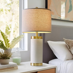 24.5 inches Modern Ceramic Bedside Lamp Set of 2 for Bedroom Decor Farmhouse Table Lamp for Living Room Office Dorm