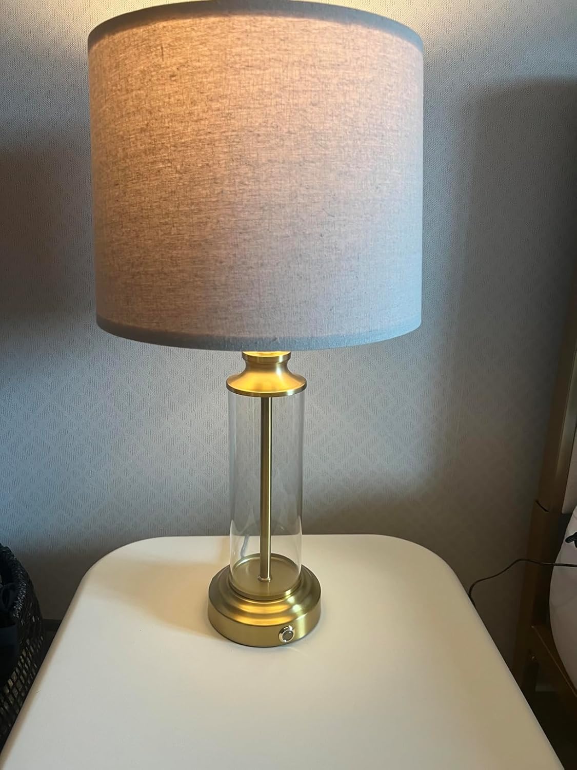 23.75" USB A+C 3-Way Dimmable Touch Control Table Lamp Set of 2，Glass Table Lamps With 1 USB Charging Port, Bedside Lamps for Living Room( include two bulbs)