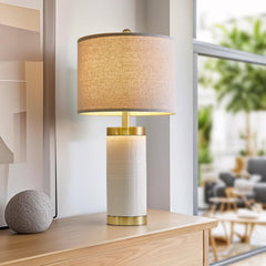 24.5 inches Modern Ceramic Bedside Lamp Set of 2 for Bedroom Decor Farmhouse Table Lamp for Living Room Office Dorm