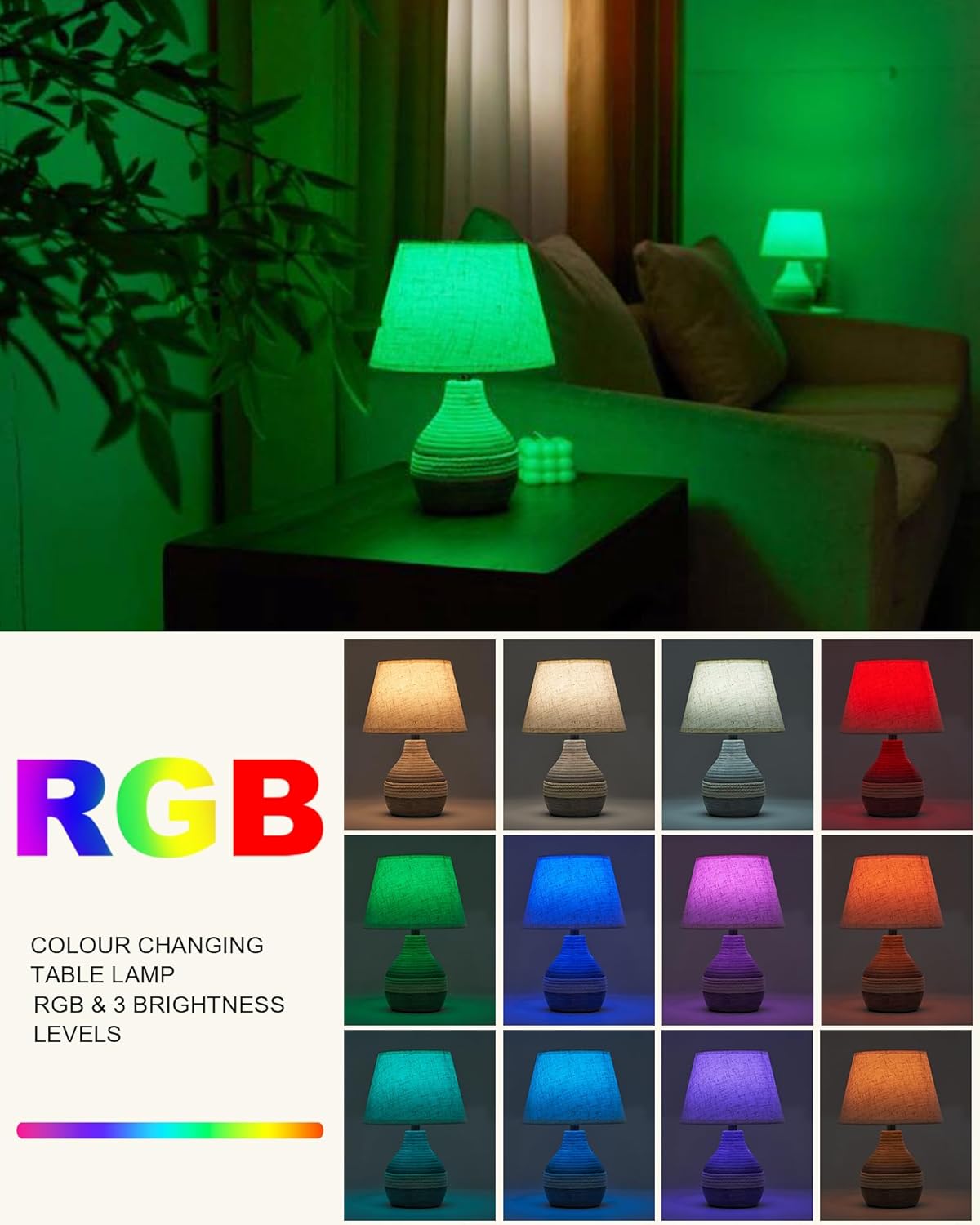 UMEXUS Ceramic Cordless Table Lamp with Timer, Dimmer, Linen Shade, Remote Control, Small Rechargeable Battery Light for Patio, Nightstand Lamp, Kitchen Counter Living Room Side Table, Bulb Included
