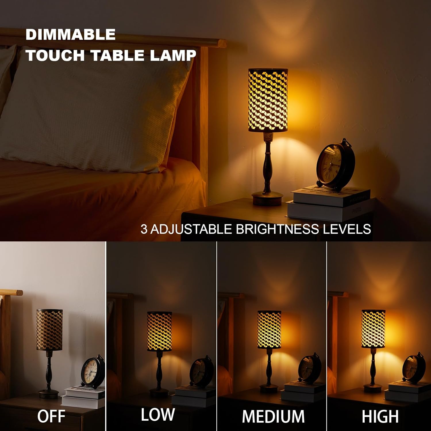 UMEXUS Cordless Table Lamp with Remote, Timer & Dimmer, RGB Small Rechargeable Battery Operated, Touch Bedside Night Lights, Antique Bronze Ambient Lighting, Patio Dining Side End Table Lamp