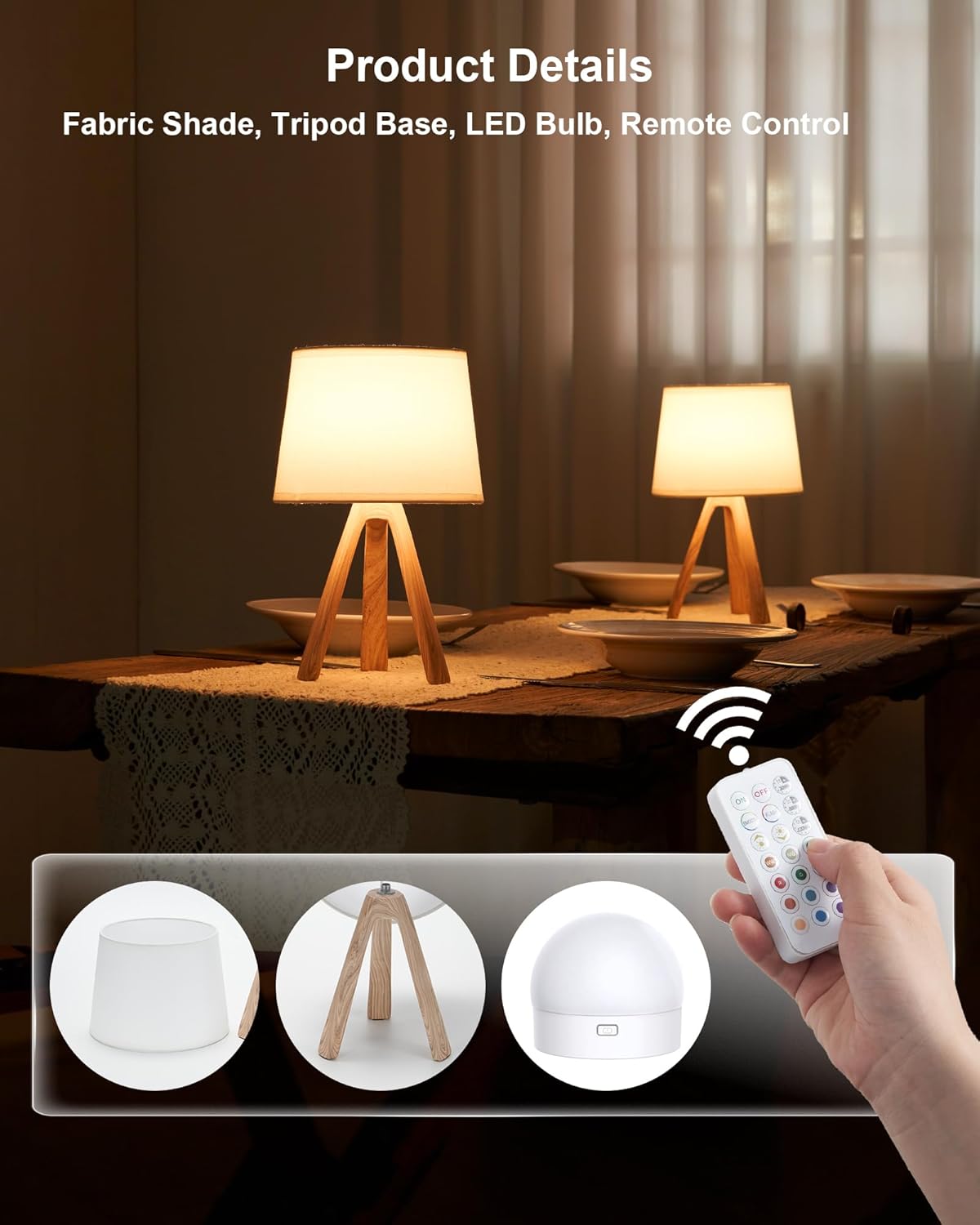 UMEXUS Ceramic Cordless Table Lamp with Timer, Dimmer, Linen Shade, Remote Control, Small Rechargeable Battery Light for Patio, Nightstand Lamp, Kitchen Counter Living Room Side Table, Bulb Included